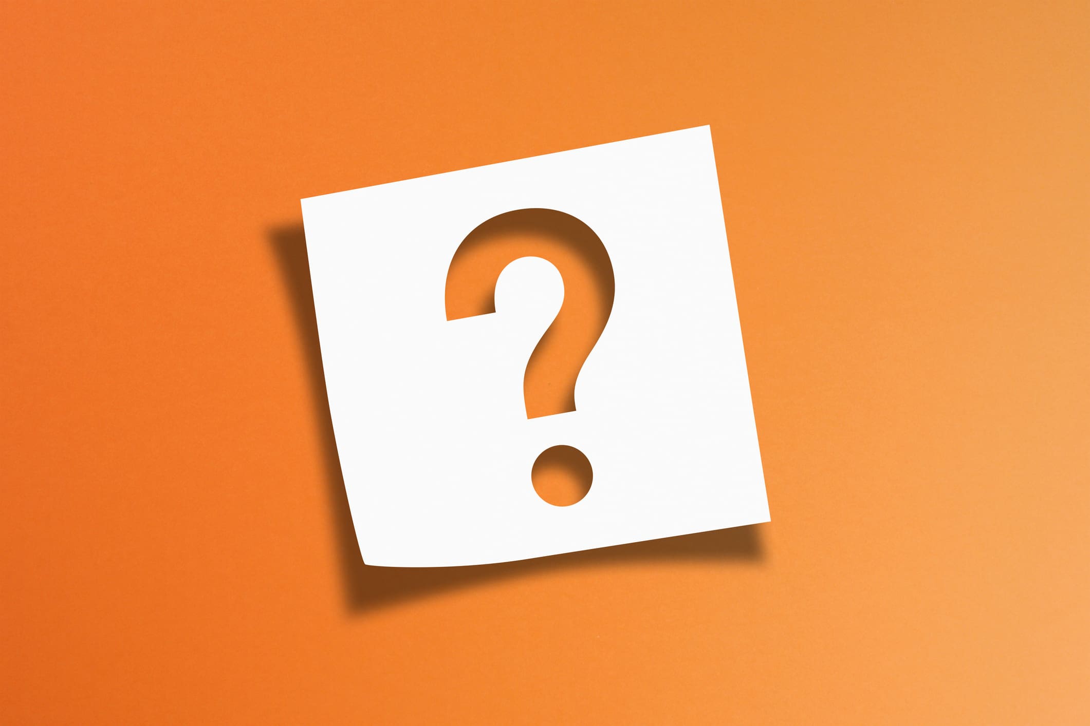 Orange background with white question mark